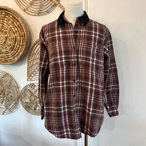 Vintage Plaid Flannel Shirt Cotton 90s Grunge Oversized Lumberjack S